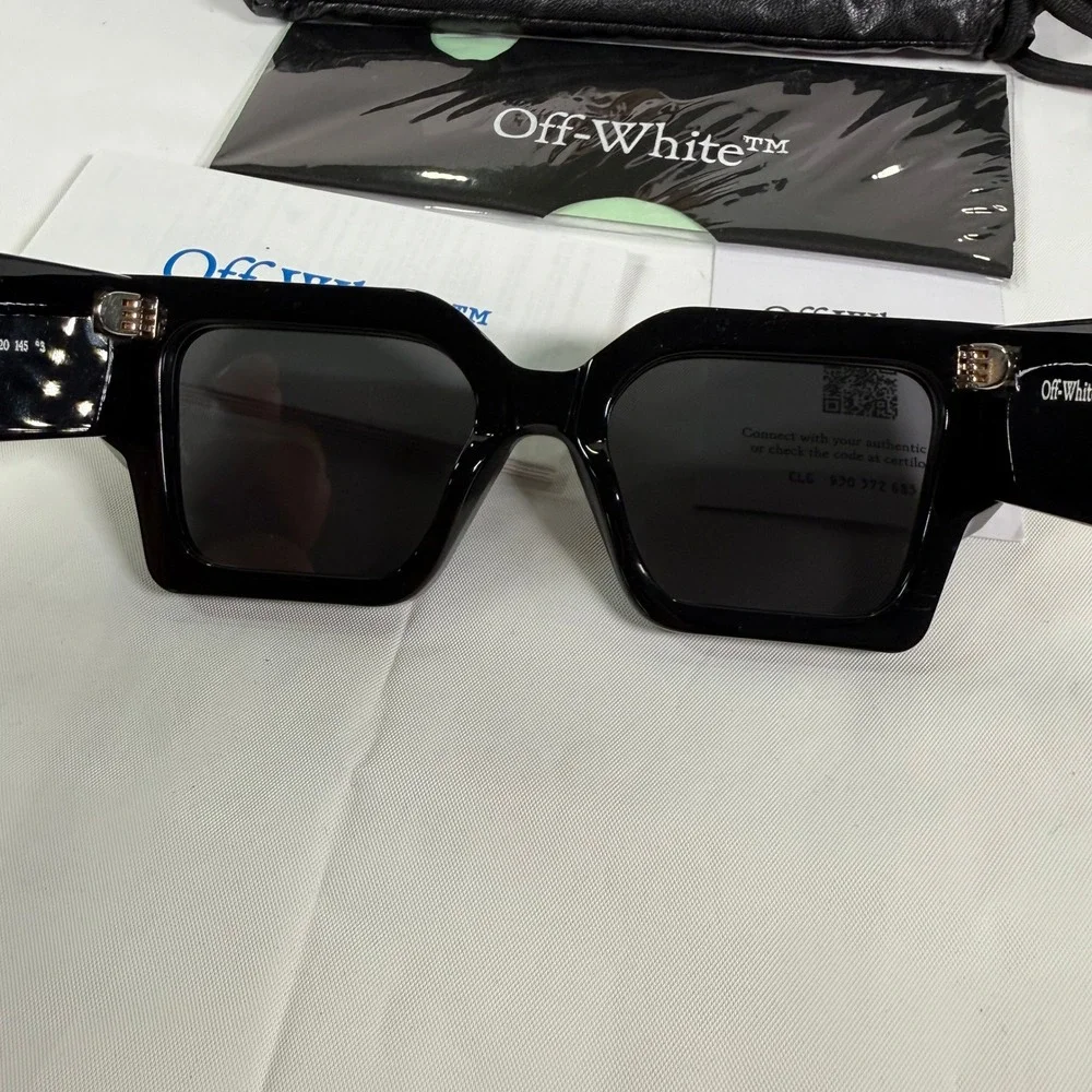 Off-White Cady Sunglasses OERI003 1007 Black Gold Ivy Arrow Square Made in Italy